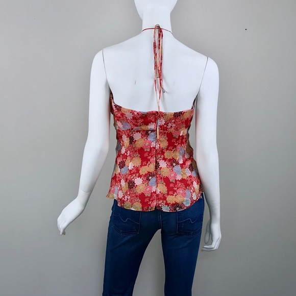 {Shoshanna} Floral Print Halter Strapless Silk Top - Picture 4 of 8